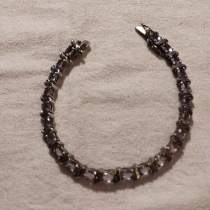 Elegant HAN 925 Silver & Amethyst Tennis Bracelet